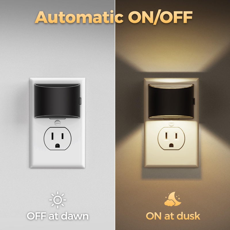 DORESshop LED Night Light[2 Pack], Night Lights Plug into Wall, 3 Level Brightness Adjustable Plug in Night Light, Dusk to Dawn Sensor, Nightlights for Adults, Bedroom, Bathroom, Hallway, 3000K - Image 3