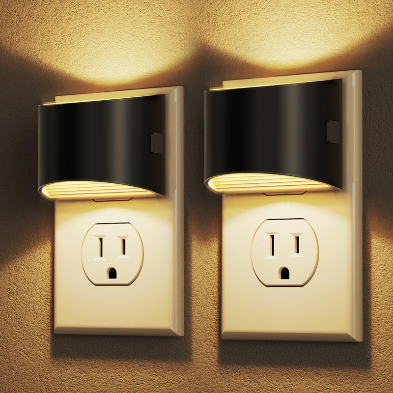 DORESshop LED Night Light[2 Pack], Night Lights Plug into Wall, 3 Level Brightness Adjustable Plug in Night Light, Dusk to Dawn Sensor, Nightlights for Adults, Bedroom, Bathroom, Hallway, 3000K - Image 1