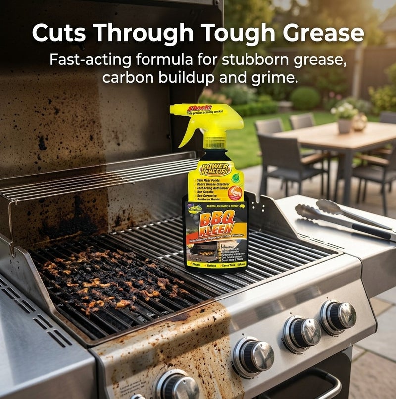OzKleen BBQ Kleen BBQ Cleaner Spray 500ml, Australian Made & Owned Heavy Duty BBQ Degreaser & Grime Dissolver, Fast Acting Non-Caustic Cleaner for BBQ Grills, Hotplates, Rotisseries, Drip Trays & Stainless Steel - Image 2