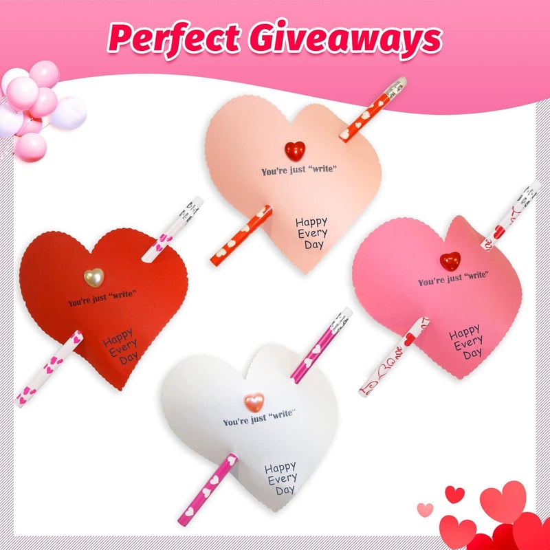 HINZER 50Pcs Valentines Day Pencils for Kids Party Favors Valentines Wood Pencils Bulk with Erasers for Goodie Bags Fillers Valentine's Day Exchange Gifts Giveaways Classroom Rewards School Supplies - Image 4