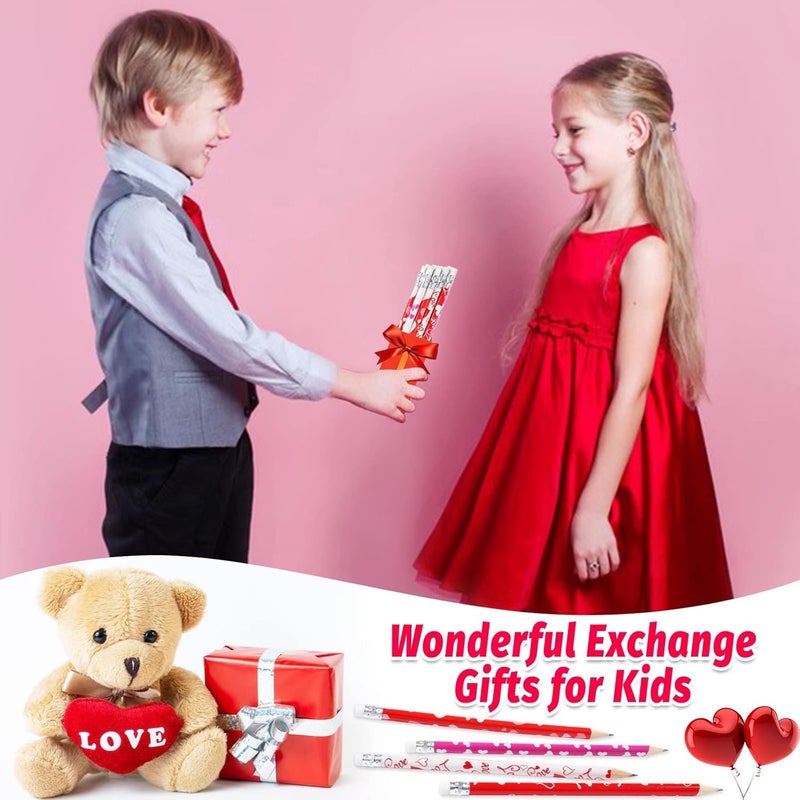 HINZER 50Pcs Valentines Day Pencils for Kids Party Favors Valentines Wood Pencils Bulk with Erasers for Goodie Bags Fillers Valentine's Day Exchange Gifts Giveaways Classroom Rewards School Supplies - Image 2