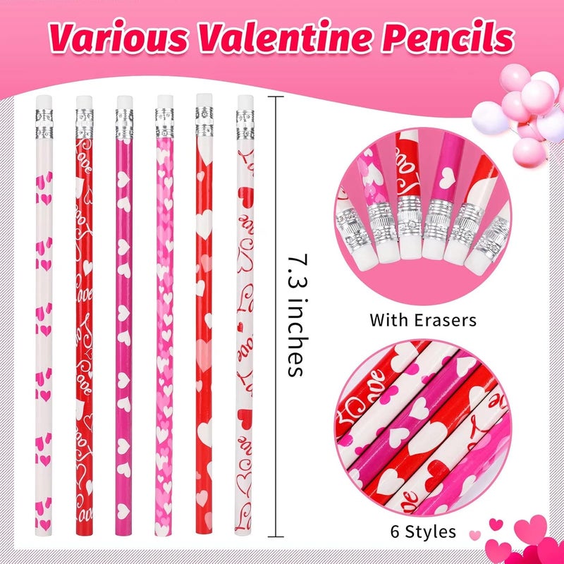 HINZER 50Pcs Valentines Day Pencils for Kids Party Favors Valentines Wood Pencils Bulk with Erasers for Goodie Bags Fillers Valentine's Day Exchange Gifts Giveaways Classroom Rewards School Supplies - Image 5