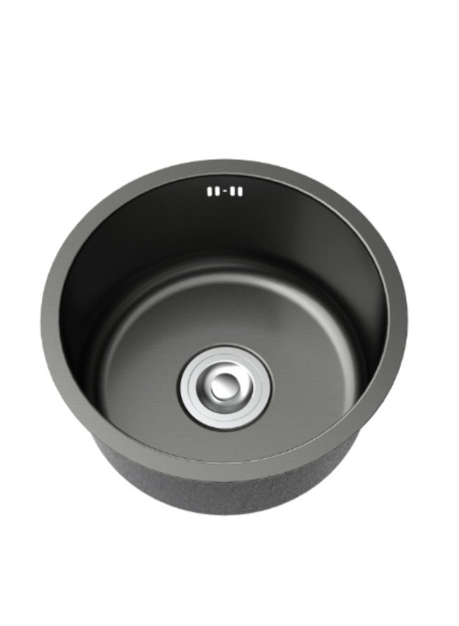 Wonderful-kitchens Elegant Nano Black Round Kitchen Sink  Size 41×41 cm Scratch Resistant & Easy to Clean - Image 1