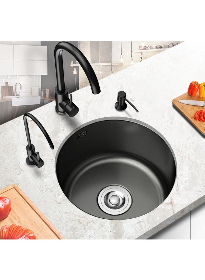 Wonderful-kitchens Elegant Nano Black Round Kitchen Sink  Size 41×41 cm Scratch Resistant & Easy to Clean - Image 2