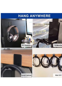 SYOSI Headphone Headset Stand Hanger Wall Mount Set of 2 - No Drilling Required - Universal Holder Hook with Cable Clip Save Desktop Space  - Image 4