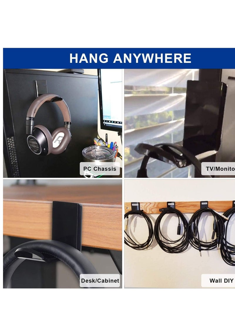 SYOSI Headphone Headset Stand Hanger Wall Mount Set of 2 - No Drilling Required - Universal Holder Hook with Cable Clip Save Desktop Space  - Image 4