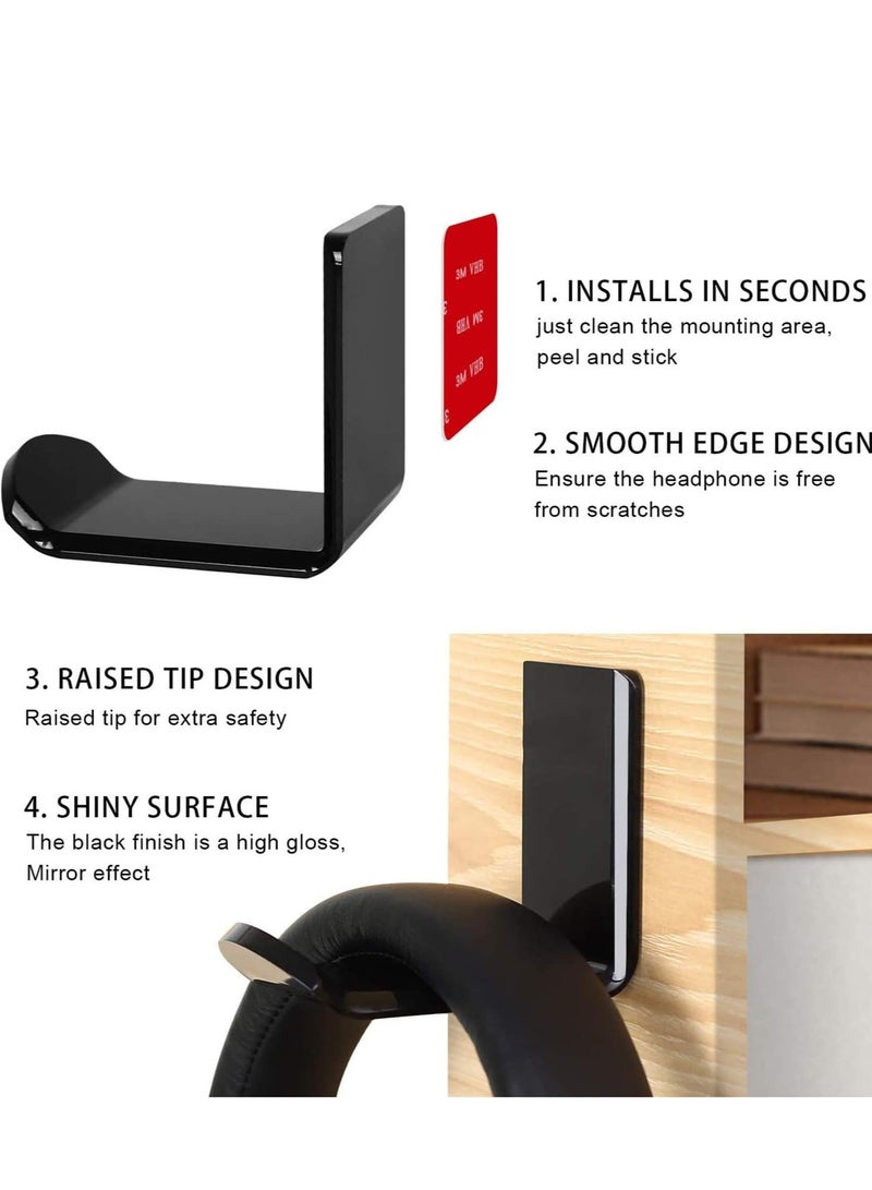 SYOSI Headphone Headset Stand Hanger Wall Mount Set of 2 - No Drilling Required - Universal Holder Hook with Cable Clip Save Desktop Space  - Image 3