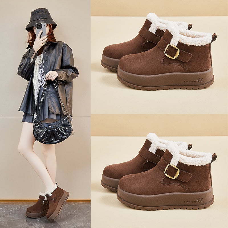 Fleece-Lined High-Top Snow Boots For Women 2025 Winter New Student Ins Korean Version Warm Casual Street Style Height-Increasing Kt331 - Image 3
