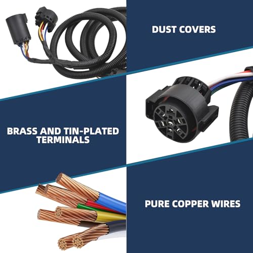 MITZONE 7-Foot 7-Pin Vehicle-Trailer Wiring Plug Harness Extension Compatible with Chevy/Dodge/Ford/GMC/Nissan/Toyota/Ram for Fifth-Wheel and gooseneck Trailers [Truck Bed Extension] 56070 - Image 3
