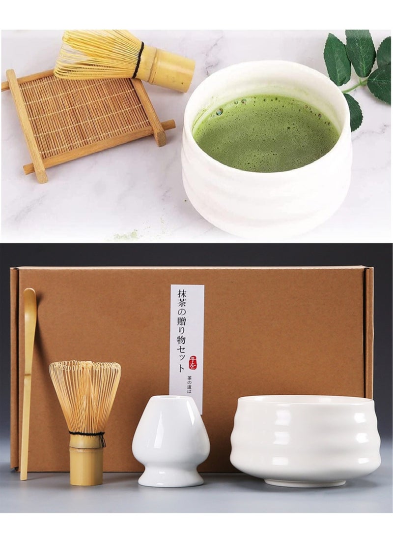 كيلا مجموعة هدايا مكونة من 4 قطع على الطراز الياباني التقليدي لصنع شاي الماتشا، تتضمن مضرب ماتشا ووعاء زجاجي للشاي. - Image 1
