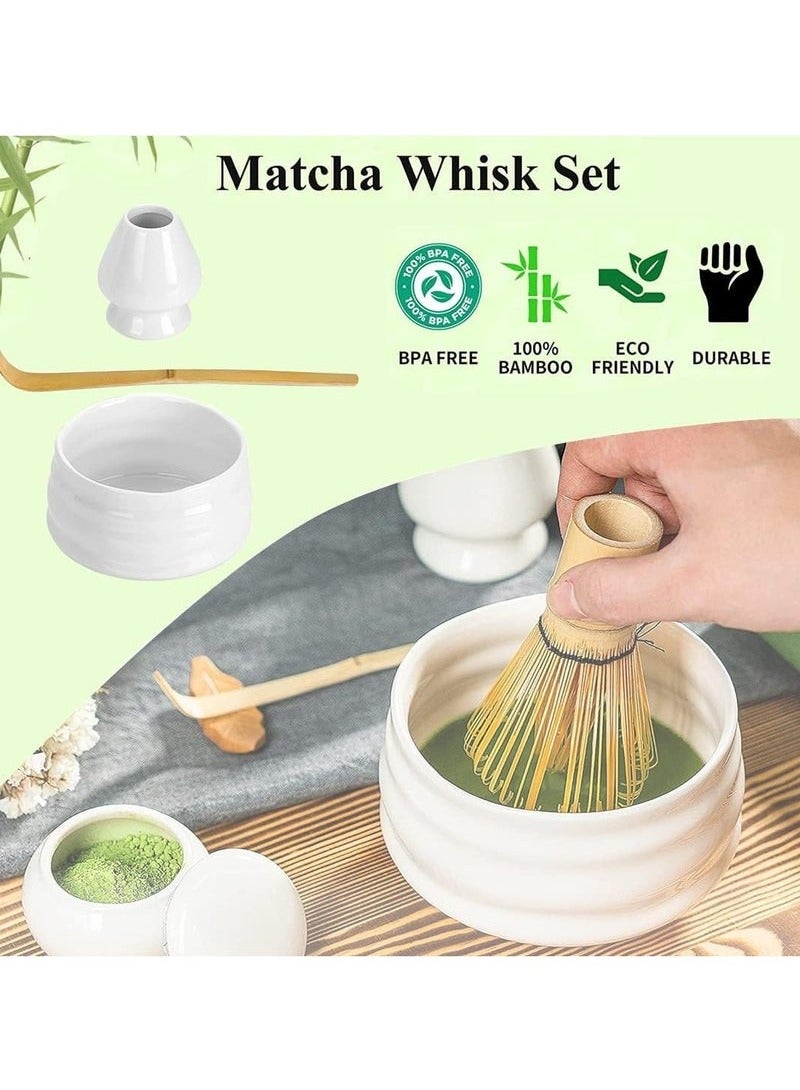 كيلا مجموعة هدايا مكونة من 4 قطع على الطراز الياباني التقليدي لصنع شاي الماتشا، تتضمن مضرب ماتشا ووعاء زجاجي للشاي. - Image 2