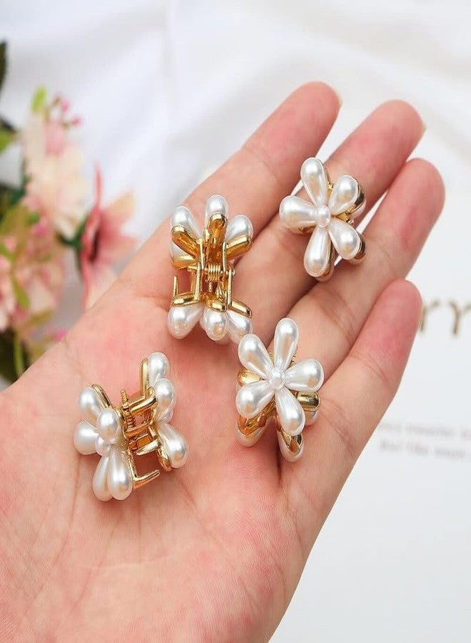 CHANDERKASH 10 Pcs White Pearl Mini Claw Metal Clips Flower Design Small Clutcher Barrettes Accessories - Image 3