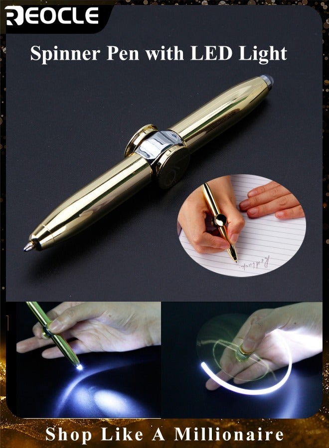 REOCLE Fidget Pen Spinner Pen with LED Light Multi Functional Help Stress Reducer Help Thinking Ballpoint Pen Rotating Anti Stress Anxiety Gift Pen  - Image 1
