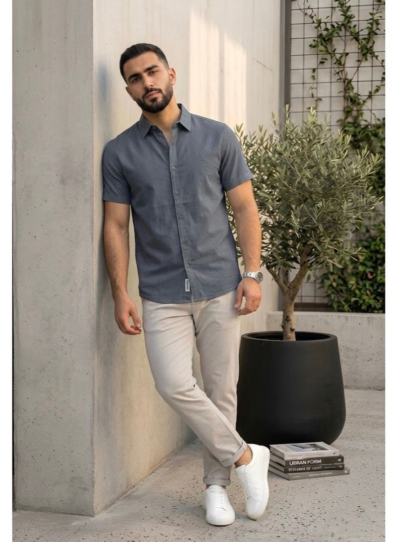 Hikes Men’s Premium Cotton Shirt , Soft Breathable Fabric, Modern Fit Short Sleeve Casual & Smart Wear - Image 2