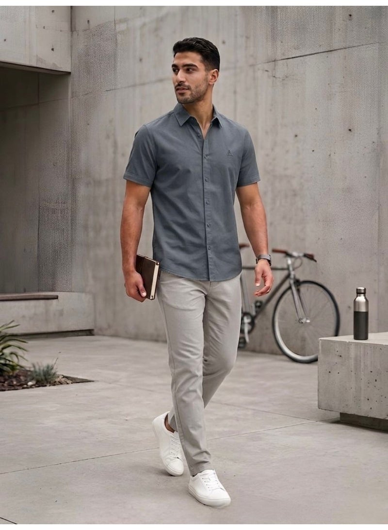 Hikes Men’s Premium Cotton Shirt , Soft Breathable Fabric, Modern Fit Short Sleeve Casual & Smart Wear - Image 4
