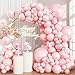Isndare Pearl Pink Balloons Arch DoubleStuffed Baby Light Pink Balloons Garland Thick Balloons Different Sizes 1812105inch 61pcs Balloon for Wedding Valentines Day Birthday Decor - Image 2