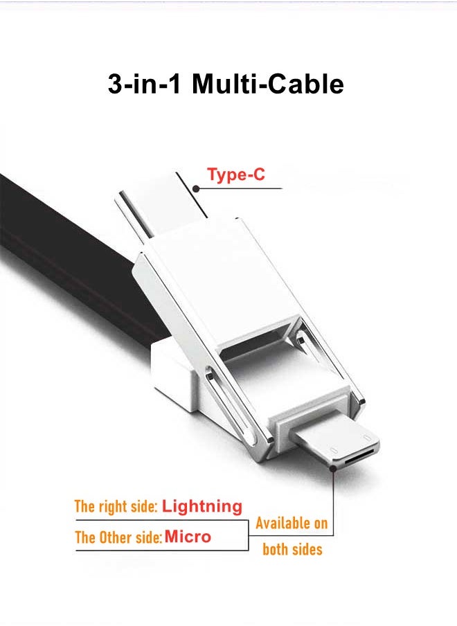 Generic - 3 in 1 USB to Lightning Micro Type C Multi Fast Charging Cable Data Transfer Cord No Additional Adapters Needed - Image 1