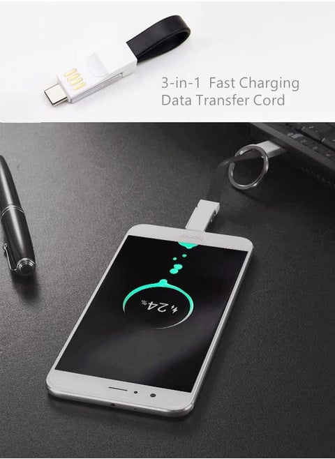 3 in 1 USB to Lightning Micro Type C Multi Fast Charging Cable Data Transfer Cord No Additional Adapters Needed