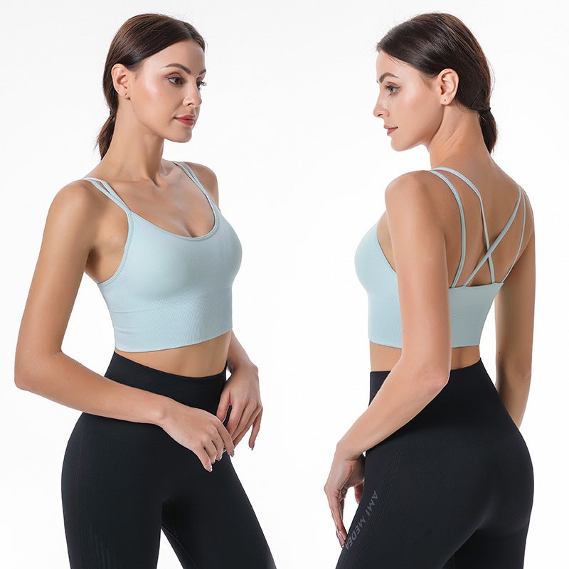2023 New Style Cross Back Yoga Sports Bra Wireless Double Layer Moisture Absorption Quick-Drying Sports - Image 5