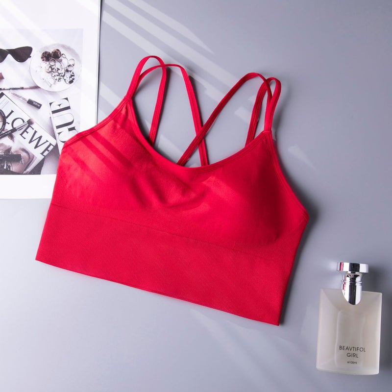 2023 New Style Cross Back Yoga Sports Bra Wireless Double Layer Moisture Absorption Quick-Drying Sports - Image 1