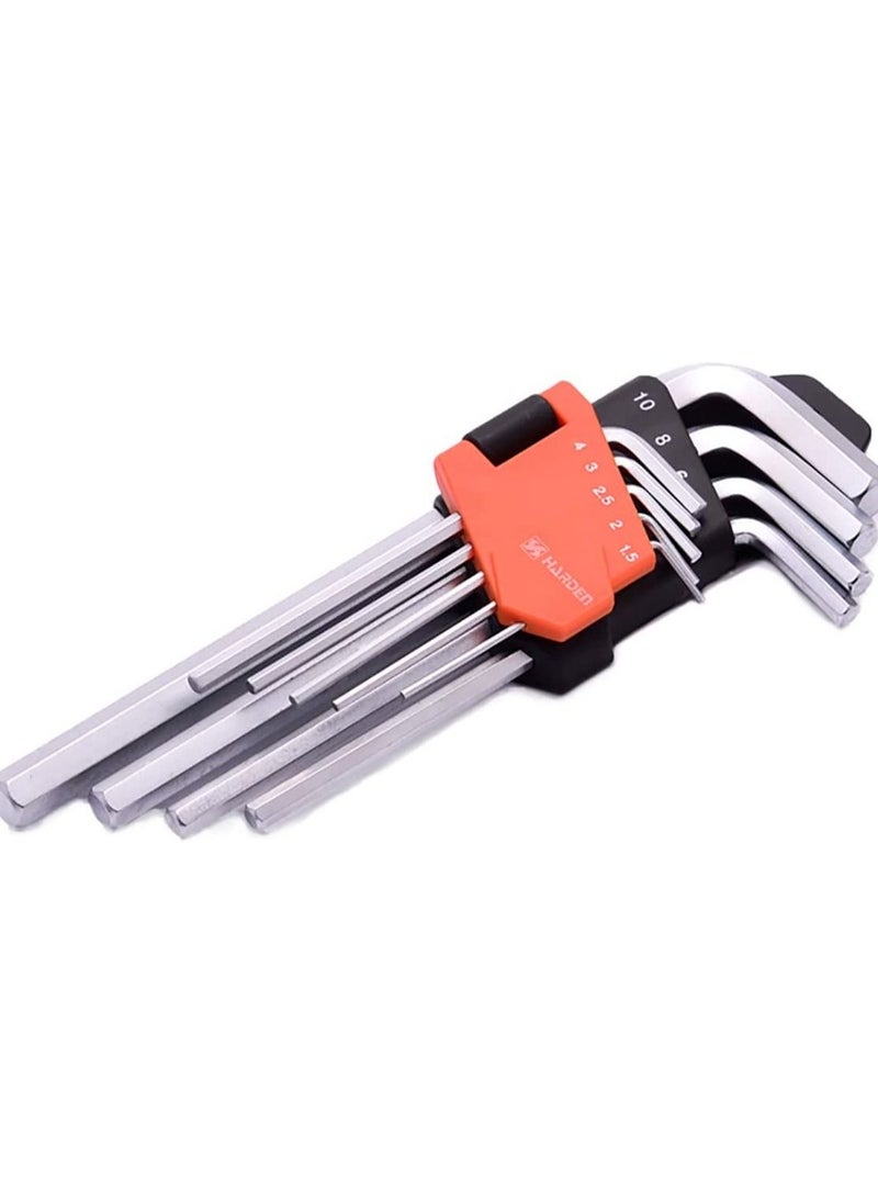 هاردن Harden 9PCS Professional Medium Hex Key Wrench Made of CRV Steel, Surface Matte, Non-Slip, Strong Grip, Durable, Plastic Clip - 540605  - Image 1