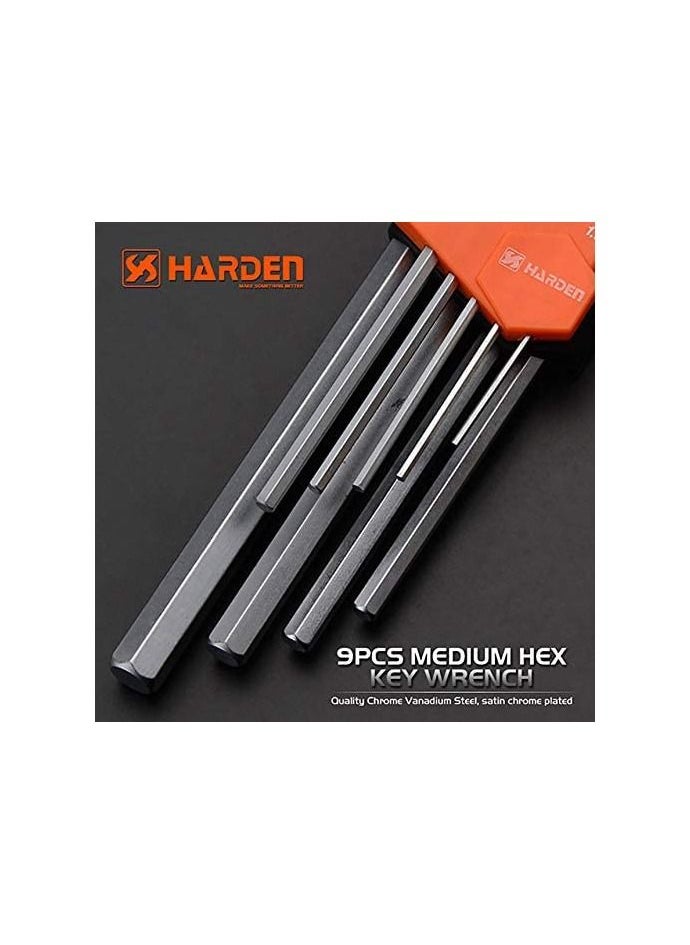 هاردن Harden 9PCS Professional Medium Hex Key Wrench Made of CRV Steel, Surface Matte, Non-Slip, Strong Grip, Durable, Plastic Clip - 540605  - Image 3