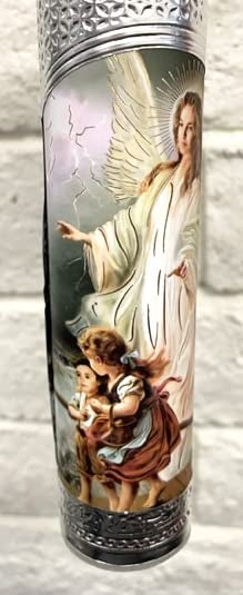 Ooki Beautiful Handmade 5pc. Silver Foil Angel and Kids Baptism Christening Shells Candle Set Favors Girl Boy White Set de Bautizo Espanol Nina Nino Baptism Communion Lace Gift Box - Image 2
