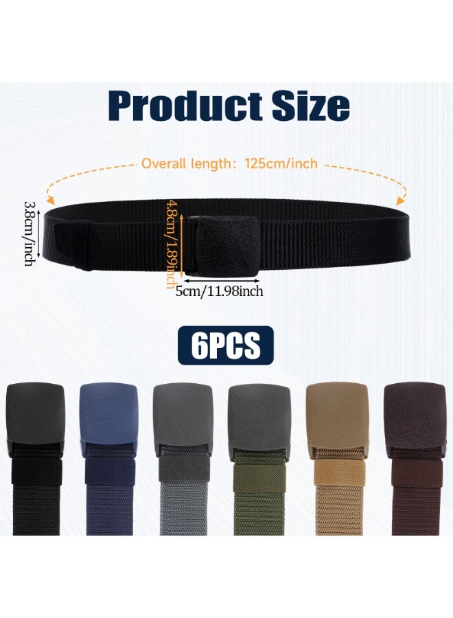 SUNSAR 6-Pack Nylon Belt - With Plastic Buckle Adjustable Belts For Jeans Pants Suits Outdoor, Hiking & Casual Belt - Image 2