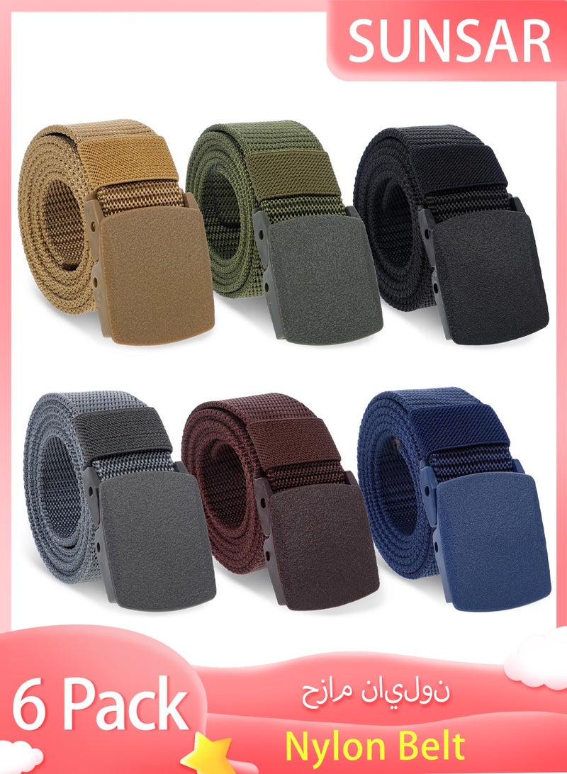 SUNSAR 6-Pack Nylon Belt - With Plastic Buckle Adjustable Belts For Jeans Pants Suits Outdoor, Hiking & Casual Belt - Image 1