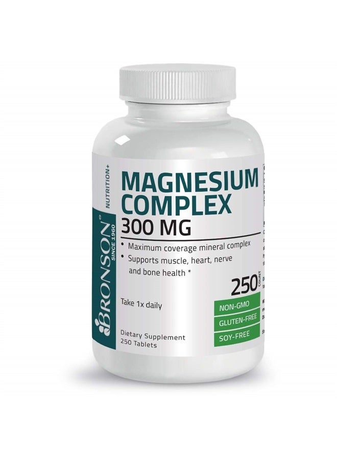 Bronson Triple Magnesium Complex Maximum Coverage 300 Mg Magnesium Oxide Magnesium Citrate Magnesium Carbonate, Non-GMO Formula, 250 Tablets - Image 2