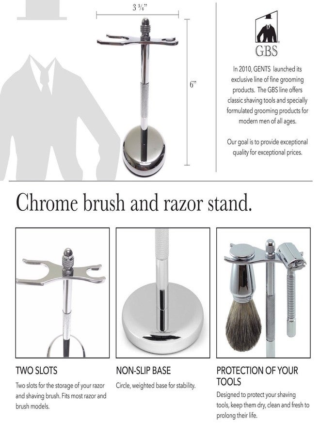 G.B.S Slant Safety Razor Shaving Set - Chrome -39 Stubble Remover, Shaving Brush & Slanted Razor, Stand, Bowl Soap + 10 Sharp Blades Effortless Glide Classic Style Salon - Image 5
