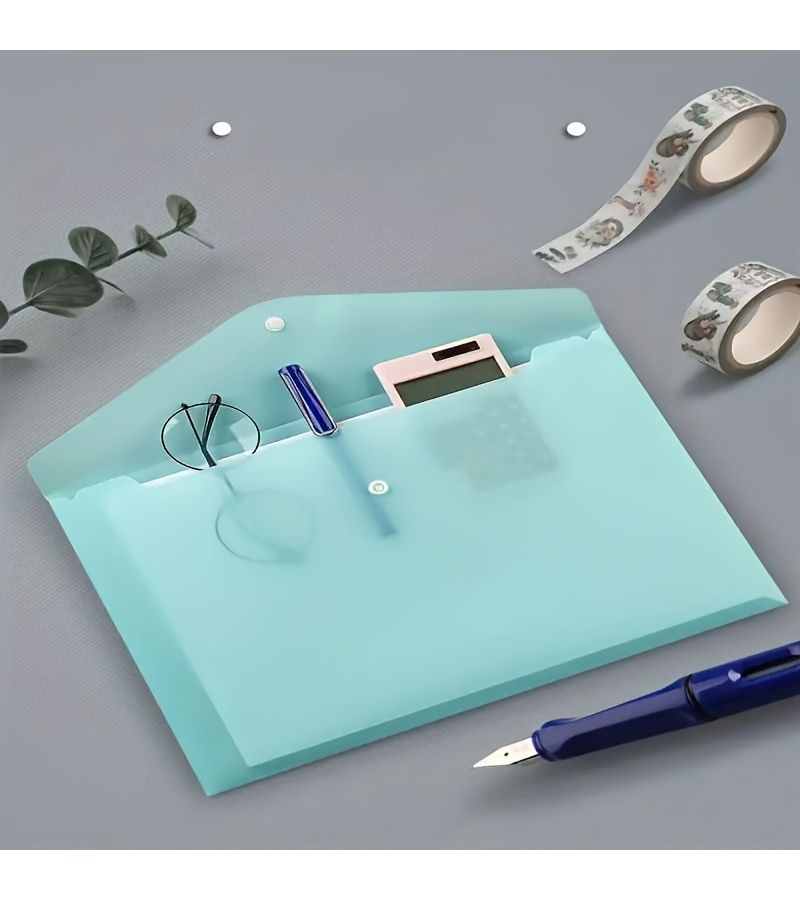 8 12 قطعة من مظروف بلاستيكي بحجم A4/Letter قابل للطي، مقاس 325 × 23 سم، ملفات بلاستيكية بأزرار إغلاق، أكياس تخزين ملونة ومتينة لتنظيم لوازم المكتب والمدرسة. - Image 3