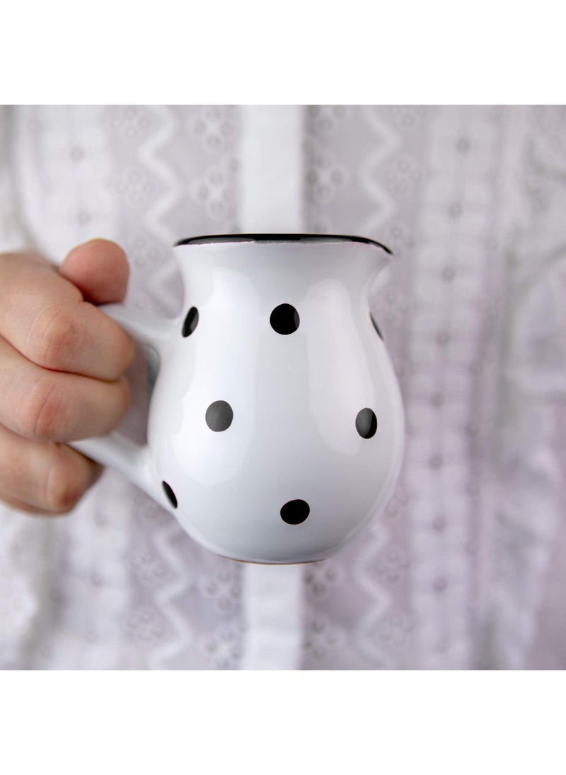 City to Cottage Handmade White And Black Polka Dot Small 150ml5oz Ceramic Creamer Milk Jug Pourer Pitcher Jug Pottery Housewarming Gift for Tea Coffee Lovers by City to Cottage 