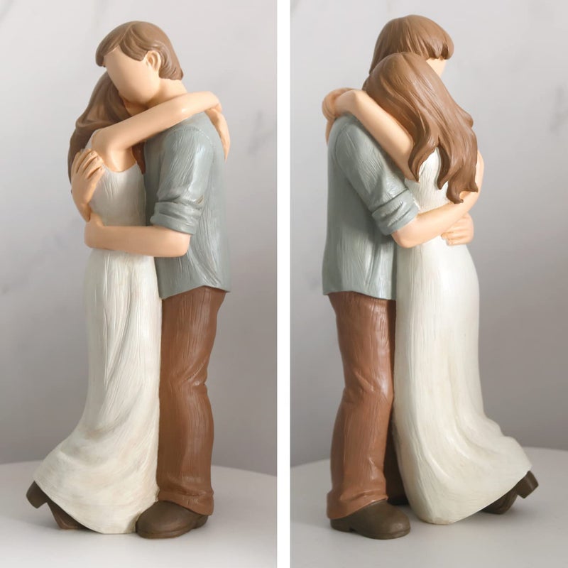 CAMSOON Romantic Hug Couple Happy Wedding Anniversary Sculpted Hand-Painted Figurine Gifts for Her Him  in Loving Moments Statue Gift for Engagement Valentine's Day Birthday - Image 4