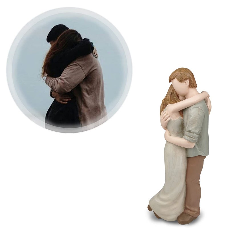 CAMSOON Romantic Hug Couple Happy Wedding Anniversary Sculpted Hand-Painted Figurine Gifts for Her Him  in Loving Moments Statue Gift for Engagement Valentine's Day Birthday - Image 2