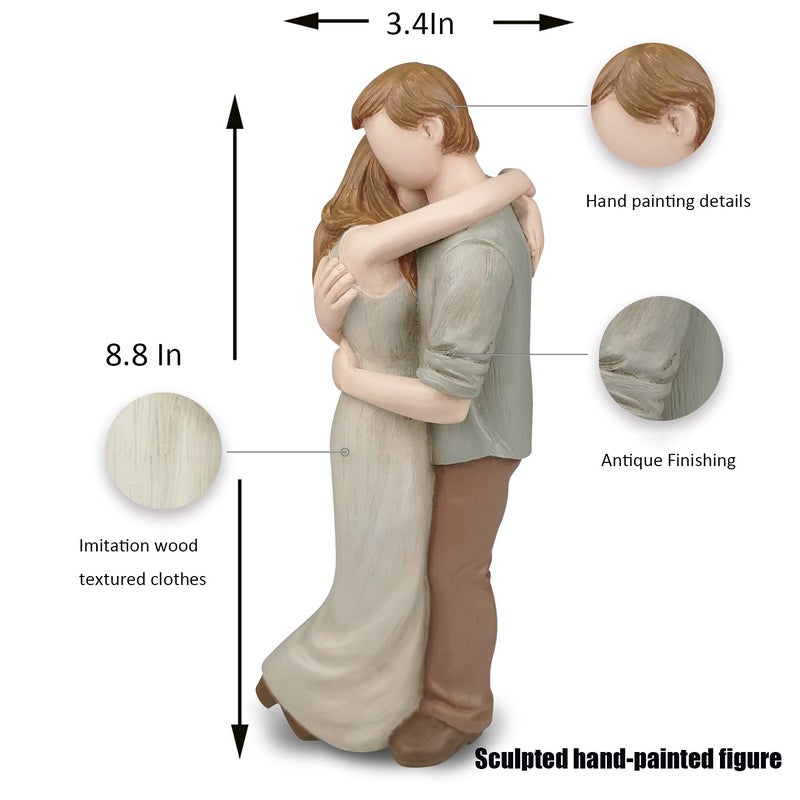 CAMSOON Romantic Hug Couple Happy Wedding Anniversary Sculpted Hand-Painted Figurine Gifts for Her Him  in Loving Moments Statue Gift for Engagement Valentine's Day Birthday - Image 3