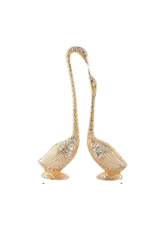 Webelkart WebelKart Pair of Kissing Duck, Swan Showpiece For Home Decor - 29 cm (Aluminium, Golden )  - Image 2