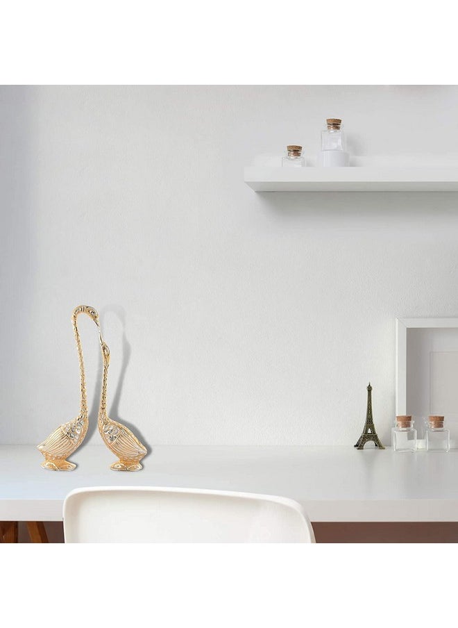 Webelkart WebelKart Pair of Kissing Duck, Swan Showpiece For Home Decor - 29 cm (Aluminium, Golden )  - Image 3