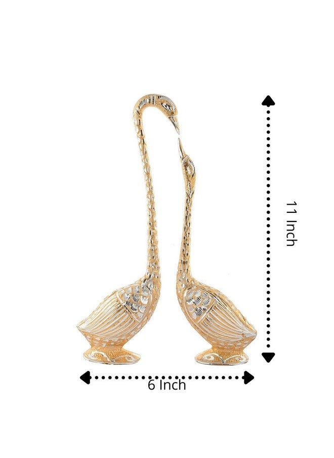 Webelkart WebelKart Pair of Kissing Duck, Swan Showpiece For Home Decor - 29 cm (Aluminium, Golden )  - Image 4