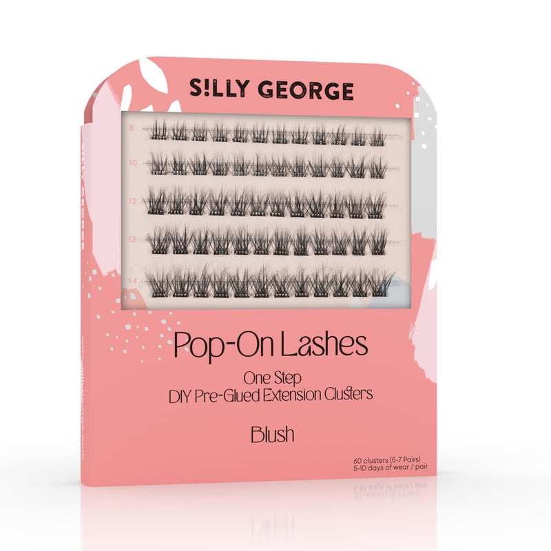 Silly George PopOn Lashes  DIY 1Step PreGlued Faux Eyelash Clusters Natural Look Extensions Black  Blush 57 Pair Set Pack of 60 Clusters