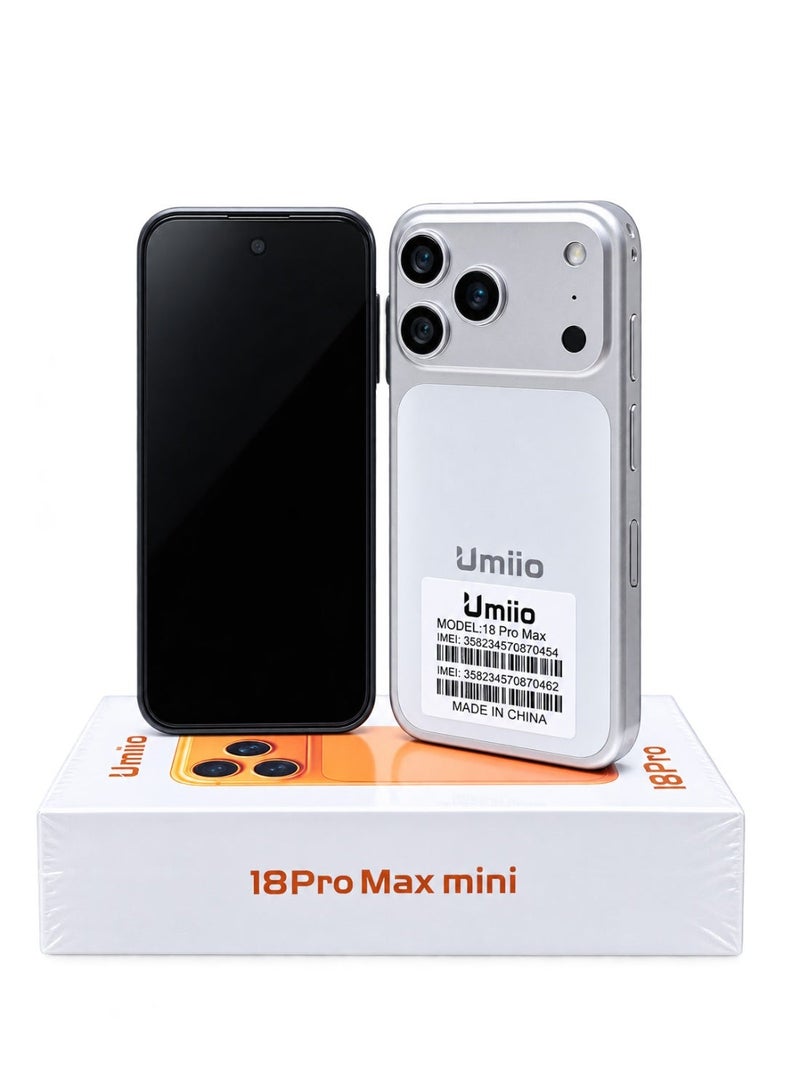 Umiio Mini Smartphone 4 Inch Incell Display Dual SIM 18 Pro Max Mini Umiio Android Cell Phone 18MP Camera, Compact Small Size Android Mobile Phone For Kids - White - Image 1