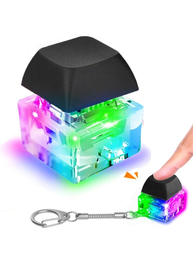 Generic - LED Keyboard Fidget Toys Keychain Keyboard Fidget Key Chain Decompression Toys Finger Button Clicker Stress Relief Gifts-Color:GRAY - Image 1