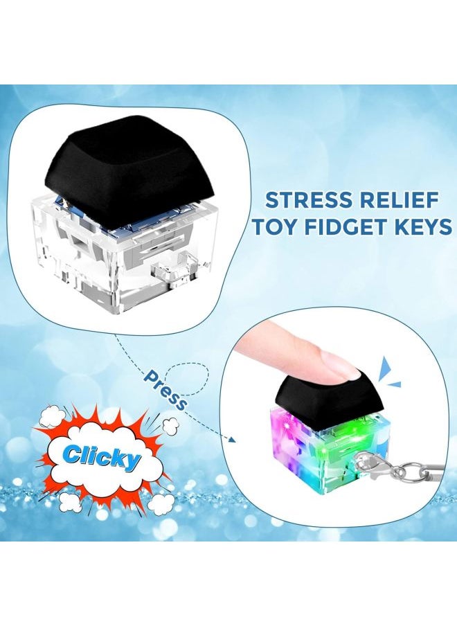 Generic - LED Keyboard Fidget Toys Keychain Keyboard Fidget Key Chain Decompression Toys Finger Button Clicker Stress Relief Gifts-Color:GRAY - Image 1