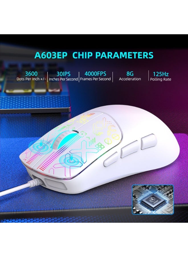 إتش إكس إس جيه ماوس ألعاب سلكي HXSJ RGB - 7200 نقطة في البوصة قابلة للتعديل، أزرار قابلة للبرمجة، ماوس كمبيوتر USB مريح مع إضاءة خلفية LED للكمبيوتر / الكمبيوتر المحمول / PS5 / Xbox - ماوس HXSJ FPS MMO Gamer - Image 4