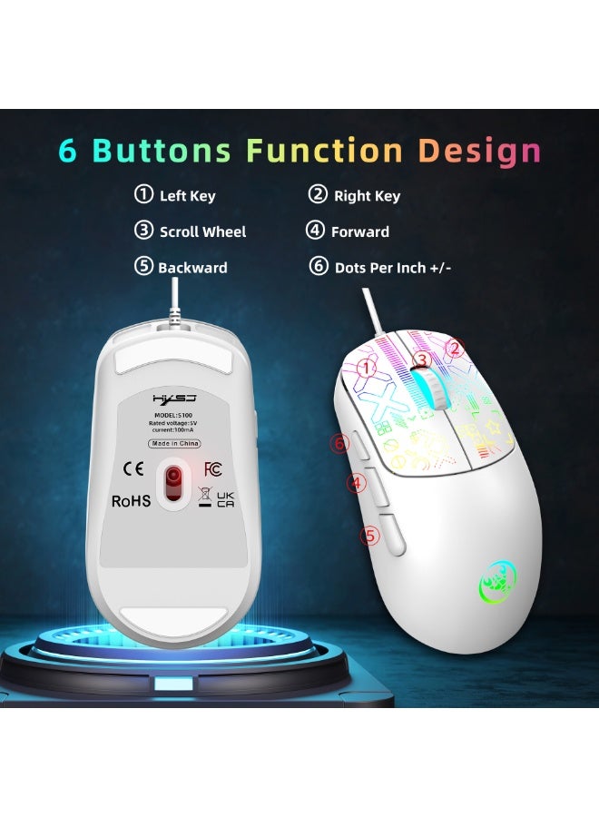 إتش إكس إس جيه ماوس ألعاب سلكي HXSJ RGB - 7200 نقطة في البوصة قابلة للتعديل، أزرار قابلة للبرمجة، ماوس كمبيوتر USB مريح مع إضاءة خلفية LED للكمبيوتر / الكمبيوتر المحمول / PS5 / Xbox - ماوس HXSJ FPS MMO Gamer - Image 5