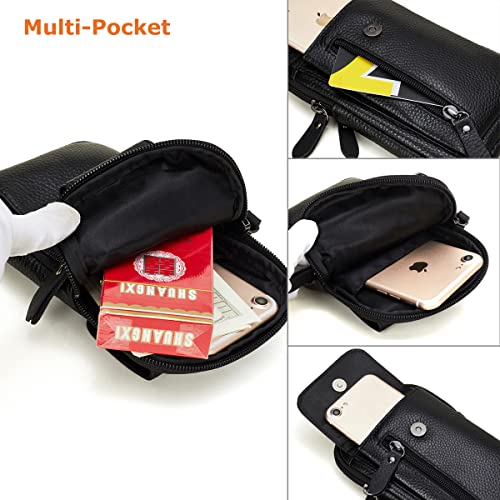 VIIGER Leather Cell Phone Shoulder Holster Compatible with iPhone 17 Pro Max 16 Pro Max Galaxy S25 Ultra Large Multi-Pocket Crossbody Phone Bag Smartphone Pouch with Belt Loop Clip for Women, Black - Image 5