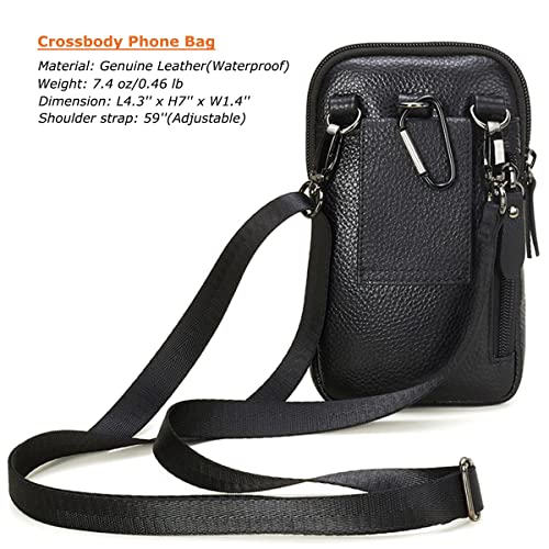 VIIGER Leather Cell Phone Shoulder Holster Compatible with iPhone 17 Pro Max 16 Pro Max Galaxy S25 Ultra Large Multi-Pocket Crossbody Phone Bag Smartphone Pouch with Belt Loop Clip for Women, Black - Image 4
