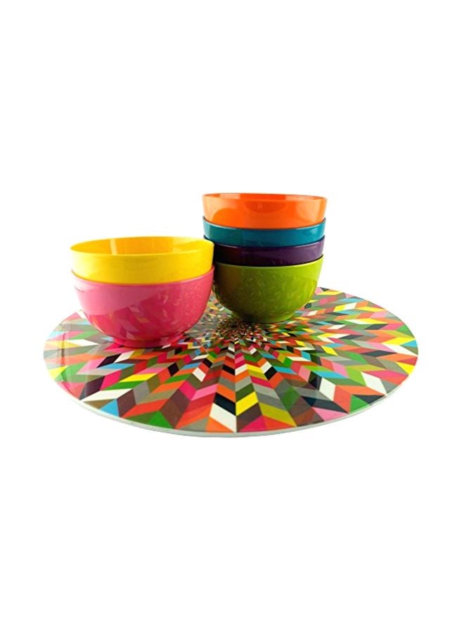 French Bull Lazy Susan Large Melamine Rotating Dinnerware Platter Turntable Table, Serving, Party, Kitchen, Organizing, Pantry, Cabinet, 15-inch, Ziggy - Image 4