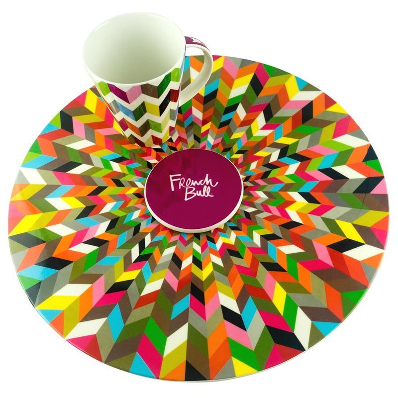 French Bull Lazy Susan Large Melamine Rotating Dinnerware Platter Turntable Table, Serving, Party, Kitchen, Organizing, Pantry, Cabinet, 15-inch, Ziggy - Image 2