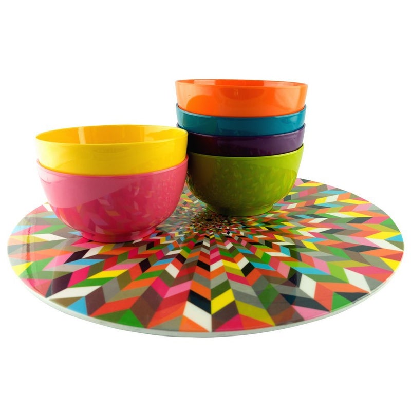 French Bull Lazy Susan Large Melamine Rotating Dinnerware Platter Turntable Table, Serving, Party, Kitchen, Organizing, Pantry, Cabinet, 15-inch, Ziggy - Image 3